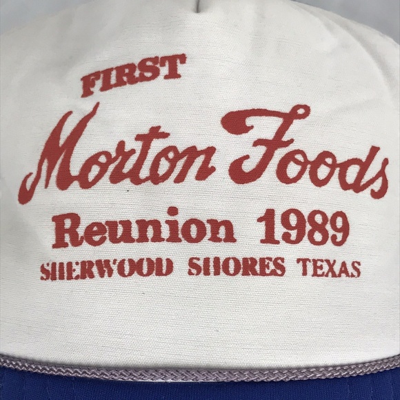 Morton Foods 1989 Reunion Texas Trucker Hat Rope Mesh Snapback Vintage 80s - Picture 1 of 8